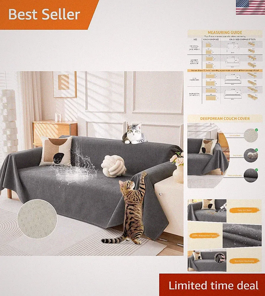 Comprehensive Pet Protection Couch Cover - Scratch & Spill Resistant 71" x 118"