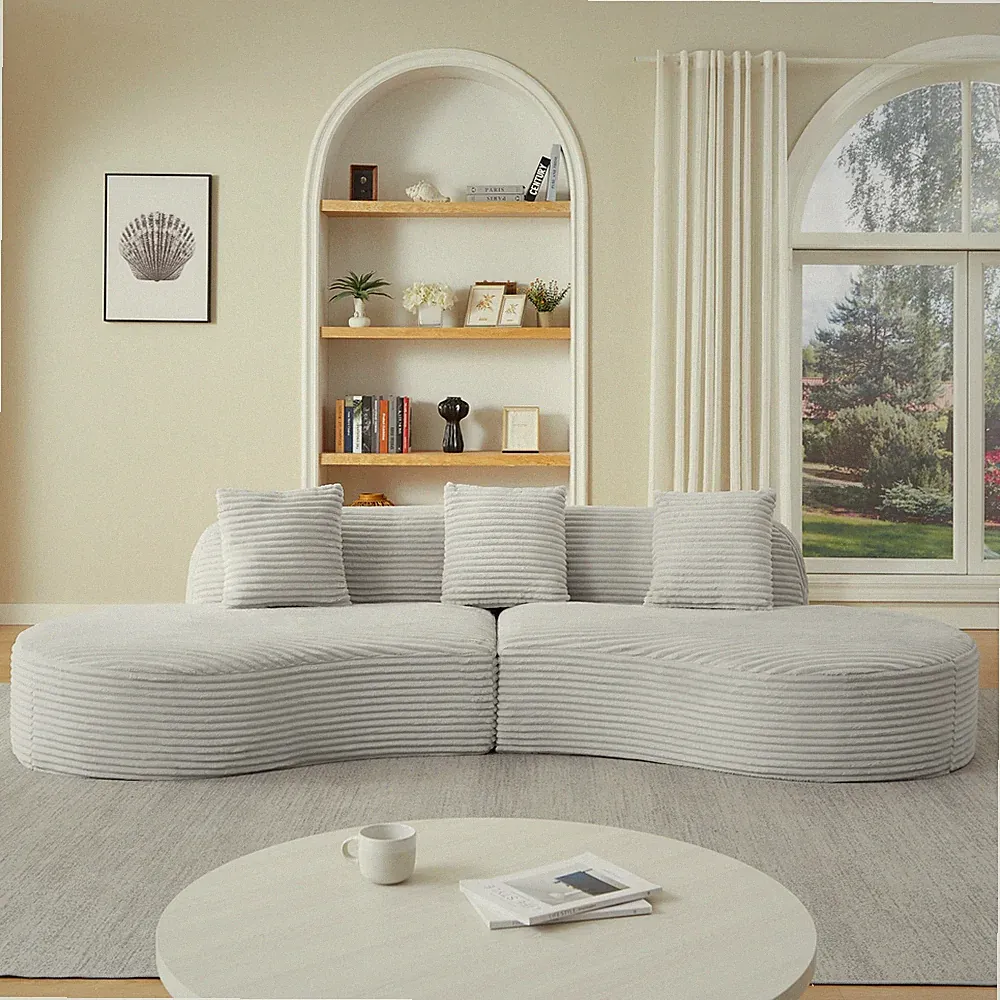 corduroy modern compressed block sectional couch