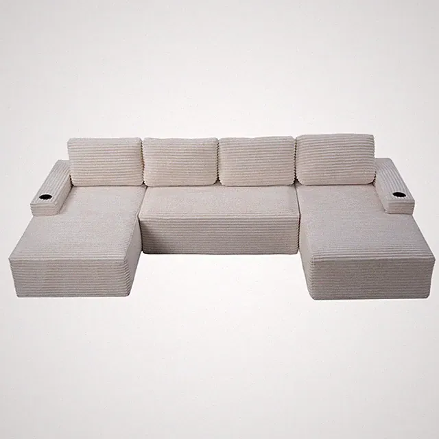 Compressible U-Shaped Sectional Sofa Set,Minimalist Style Modular Sectional So