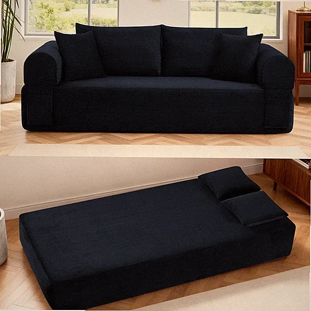 Compression Floor Sofa-Convertible Sofa Bed,Corduroy Boneless Couch with Storage