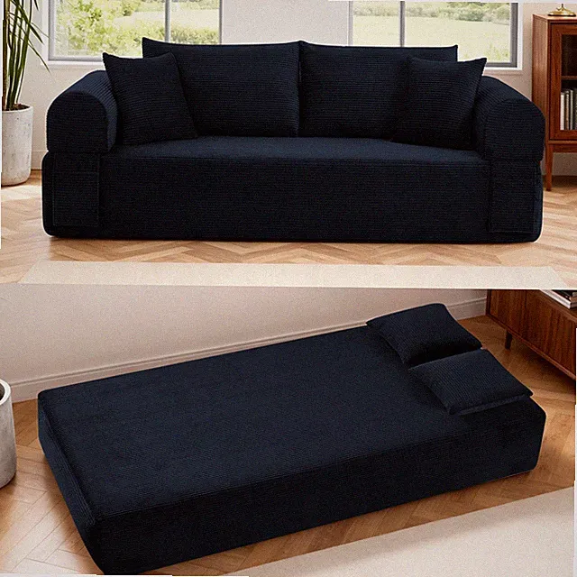 Compression Floor Sofa-Convertible Sofa Bed,Corduroy Boneless Couch with Storage
