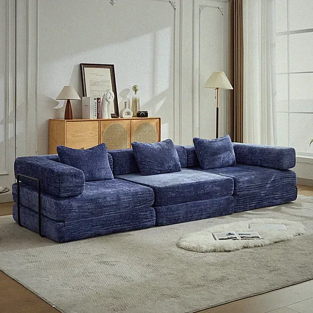Compression Sofa,Convertible Floor Sofa Bed w/Fixed-Shape Frame,Boneless Modular