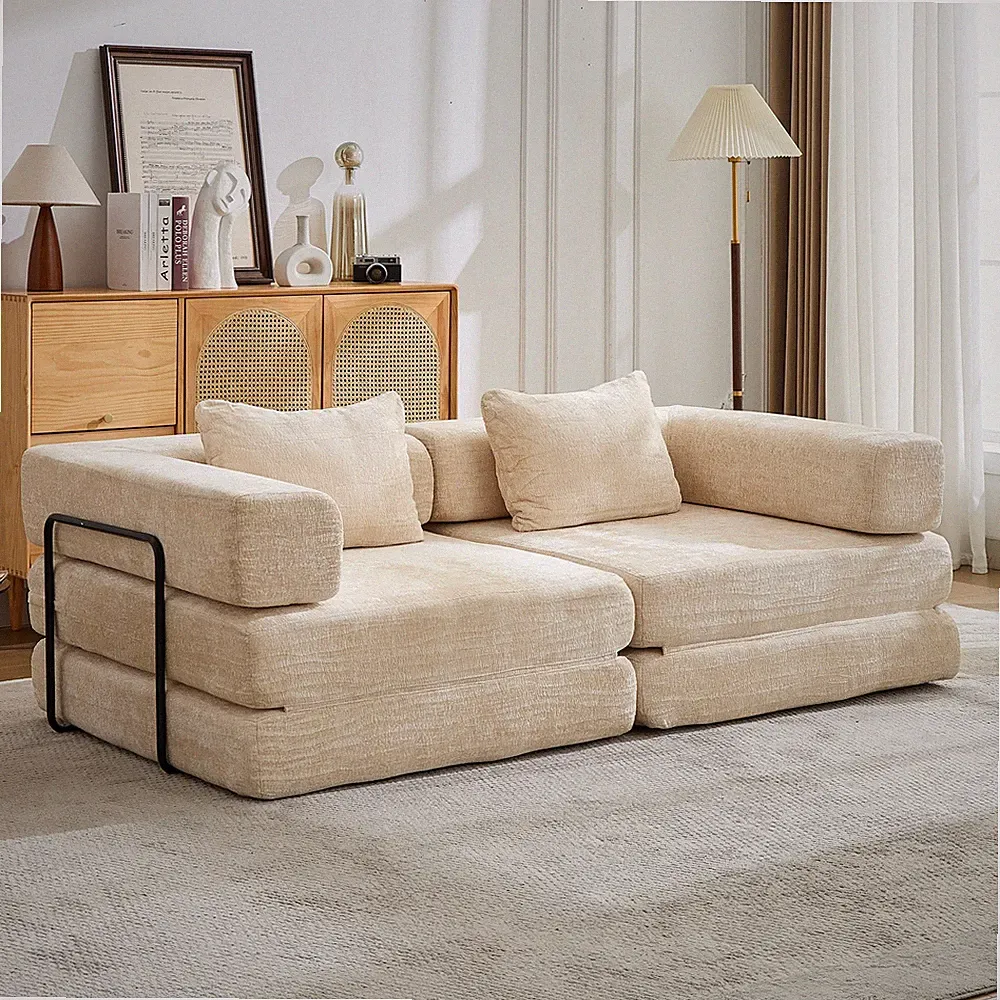 Compression Sofa,Convertible Floor Sofa Bed w/Fixed-Shape Frame,Loveseats Bonel