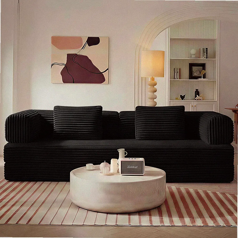 Compression Sofa,Convertible Floor Sofa Bed-w/Pillow Back Support Armrest,Comfy