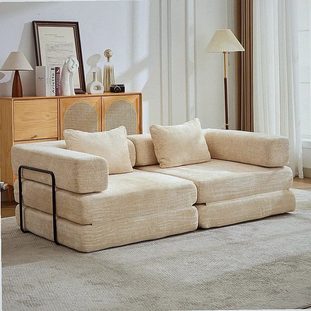 Compression Sofa,Convertible Floor Sofa Bed with Fixed-Shape Frame, Loveseats