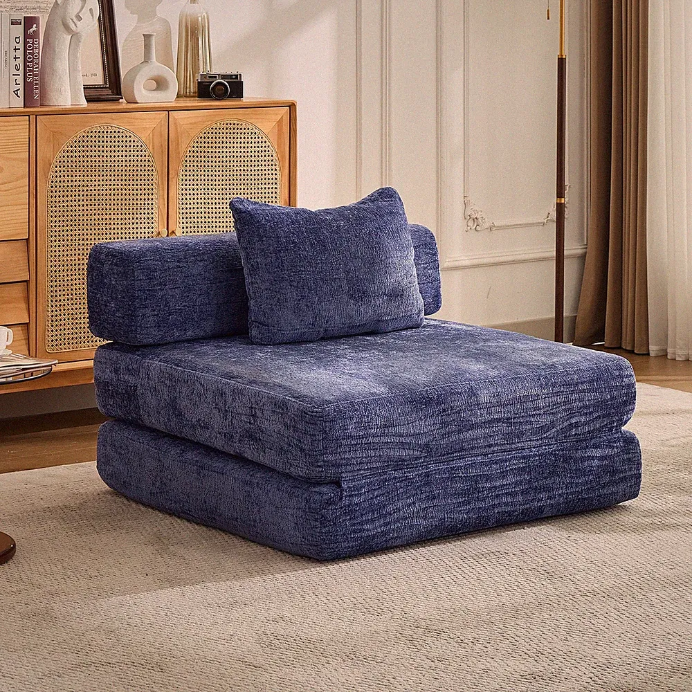 Compression Sofa,Convertible Floor Sofa Bed with Fixed-Shape Frame,Single Seate