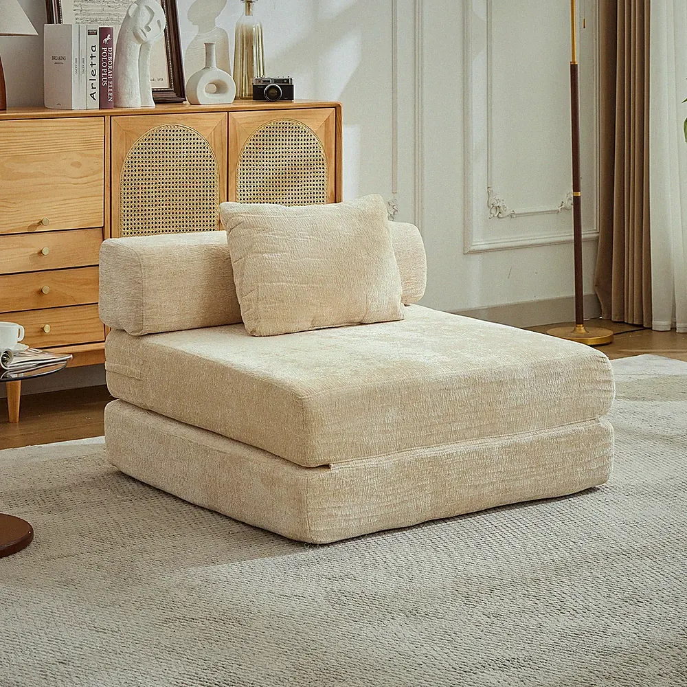 Compression Sofa,Convertible Floor Sofa Bed with Fixed-Shape Frame,Single Seater