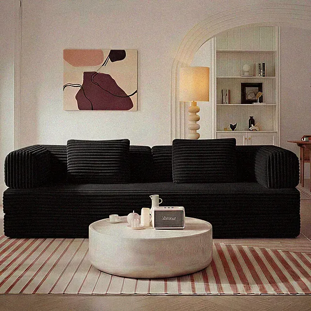 Compression Sofa,Convertible Floor Sofa Bed-with Pillow Back Support Armrest,C