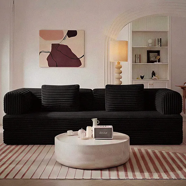 Compression Sofa,Convertible Floor Sofa Bed-with Pillow Back Support Armrest,C