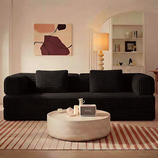 Compression Sofa,Convertible Floor Sofa Bed-with Pillow Back Support Armrest,Com