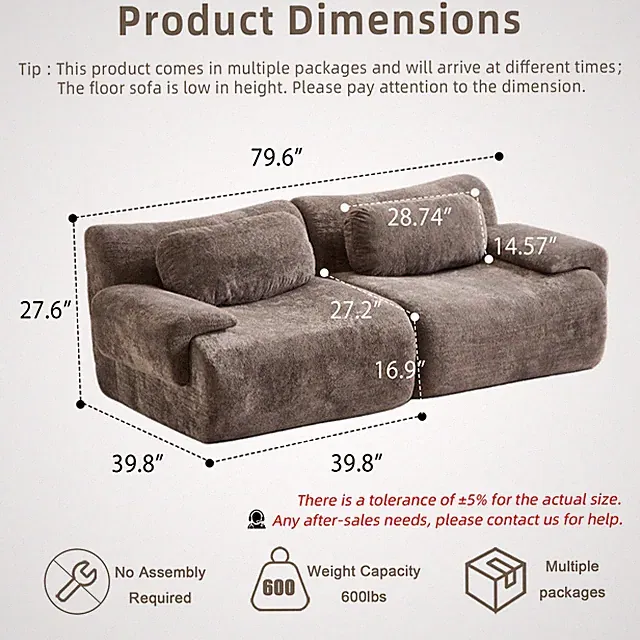 Compression Wave Sofa,Convertible Floor Sofa Bed,DIY Boneless Modular Sectional