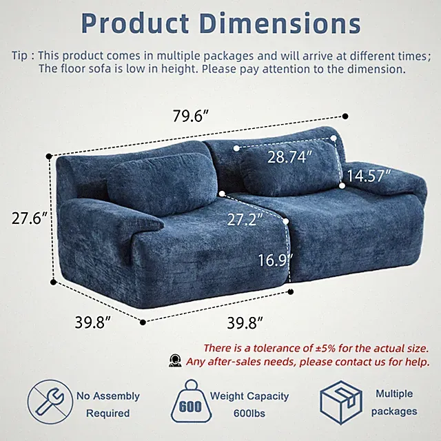 Compression Wave Sofa, Convertible Floor Sofa Bed, Modular Sectional Sof