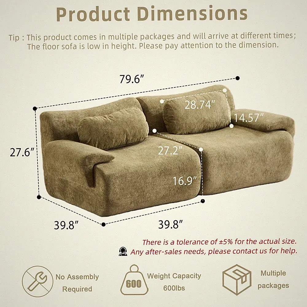 Compression Wave Sofa, Convertible Floor Sofa Bed, Modular Sectional Sofa