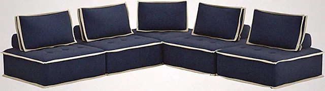 Configurable Pixie 5-Piece Navy/Cream Fabric Modular Sofa Sectional