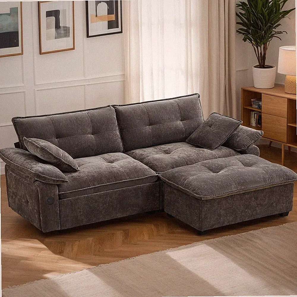 Consofa 89'' L Shaped Modern Sofa Modular Sectional Cloud Couch with Ottoman,...