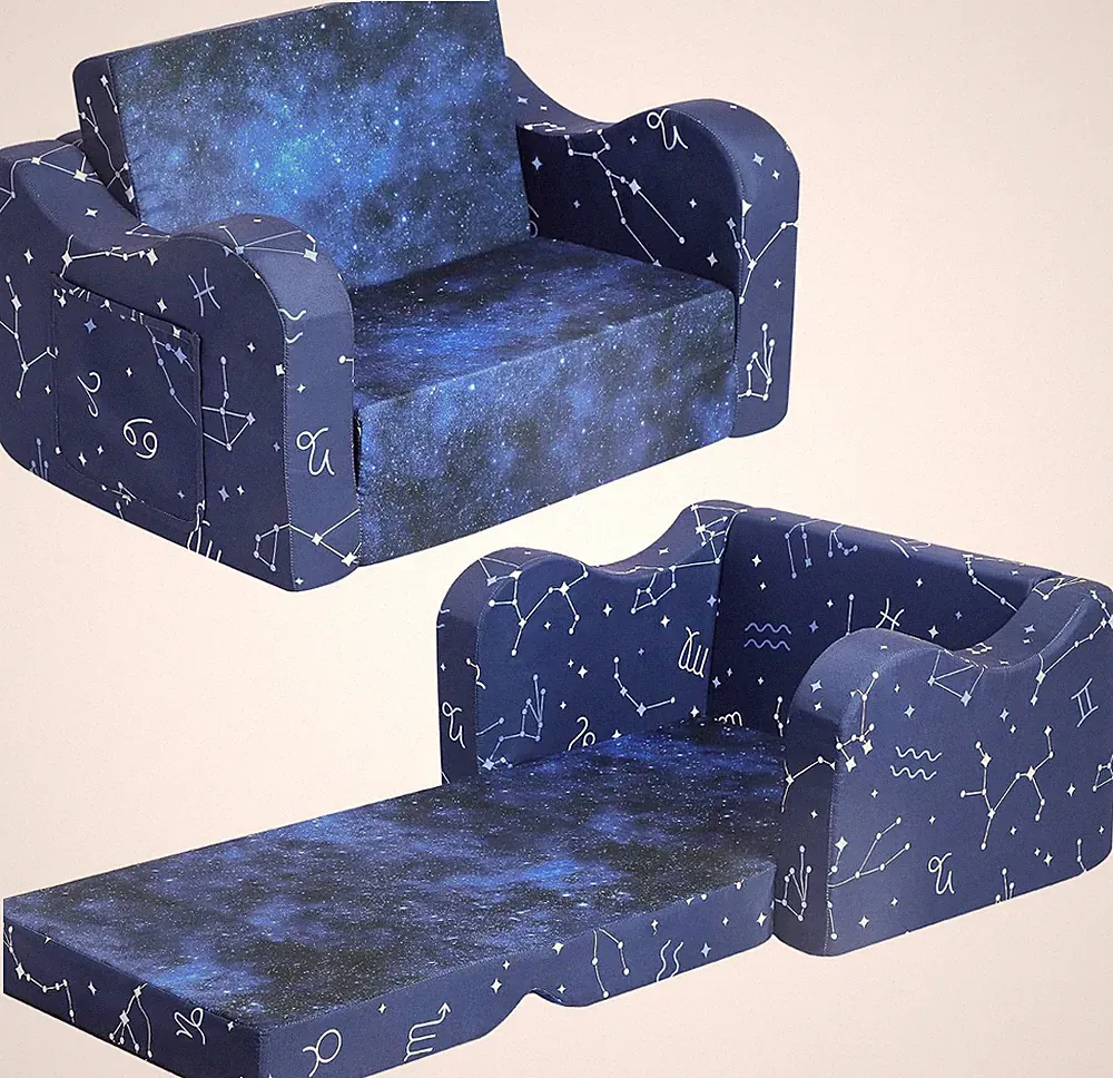 Constellation Kids Sofa, 2-In-1 Kids Couch Fold Out, Convertible Sofa to Bed for