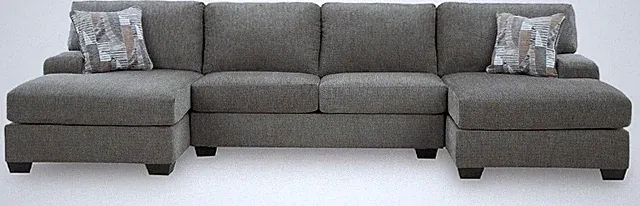 Contemporary 3-Piece Gray Sectional with Double Chaise & Removable Cushions