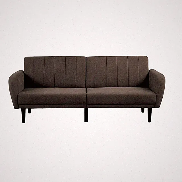 Contemporary Converts to Bed 1pc Futon Sofa Channeled Tufted Back Soft Track Arm