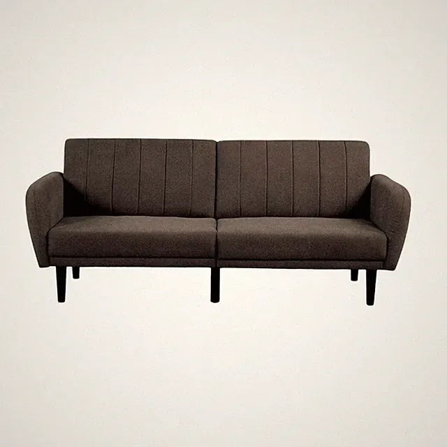 Contemporary Futon Sofa Bed Channeled Tufted Back USB Port