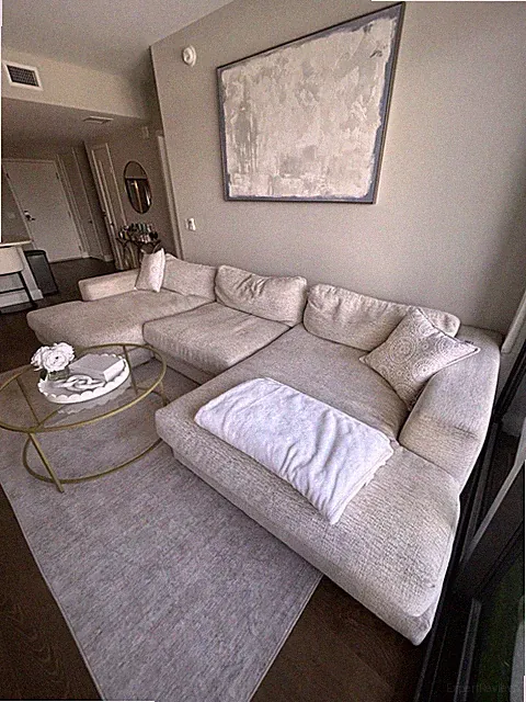 Contemporary Modern Beige Sectional Sofa Removable Cushions Wood Frame Polyester