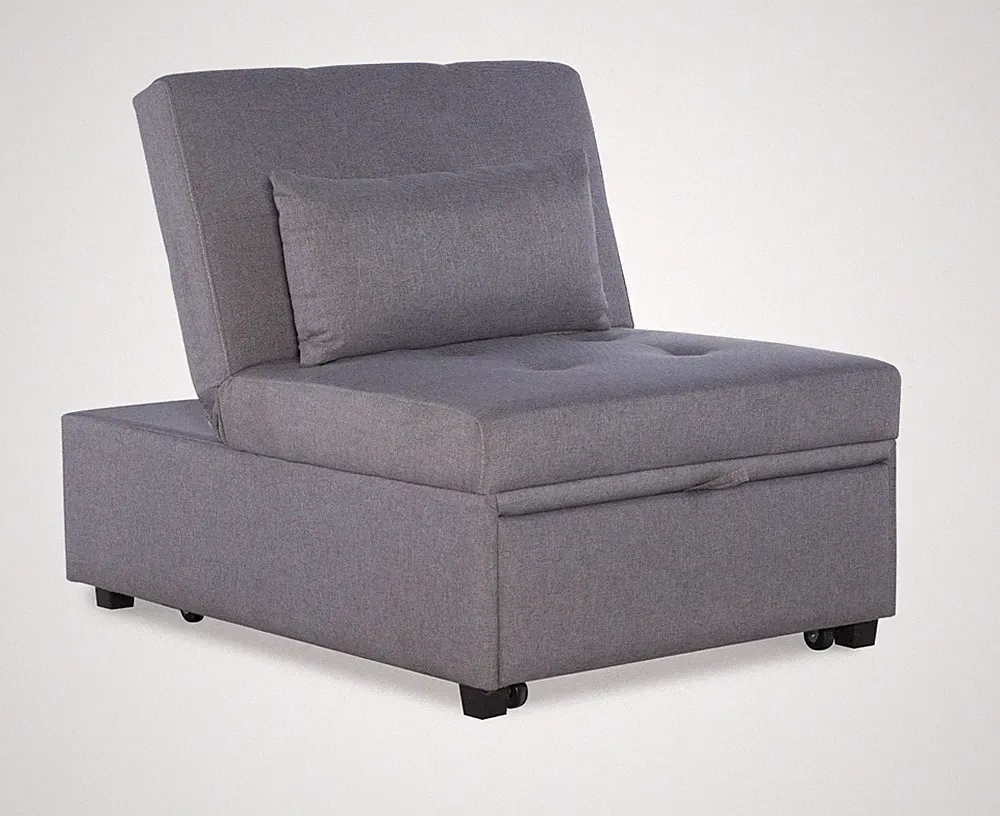 Contemporary Tufted Convertible Chair Sofa Bed Gray with Pillow for Bedroom