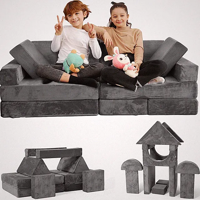 Contour Comfort Kids Couch 14 PC Modular Kids Play Couch Set – Convertible So...