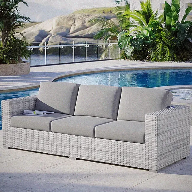 Convene Outdoor Patio Sofa in Light Gray Gray