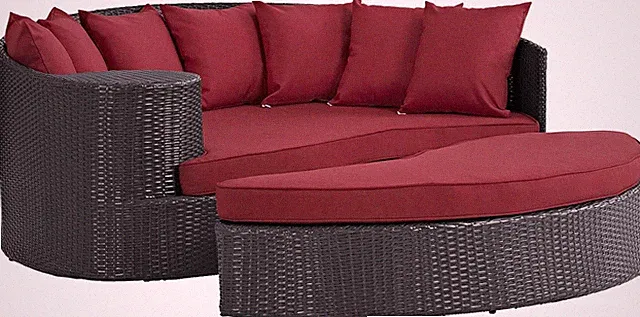 Convene Wicker Rattan Outdoor Patio Poolside Sectional Sofa Daybed with Cushions