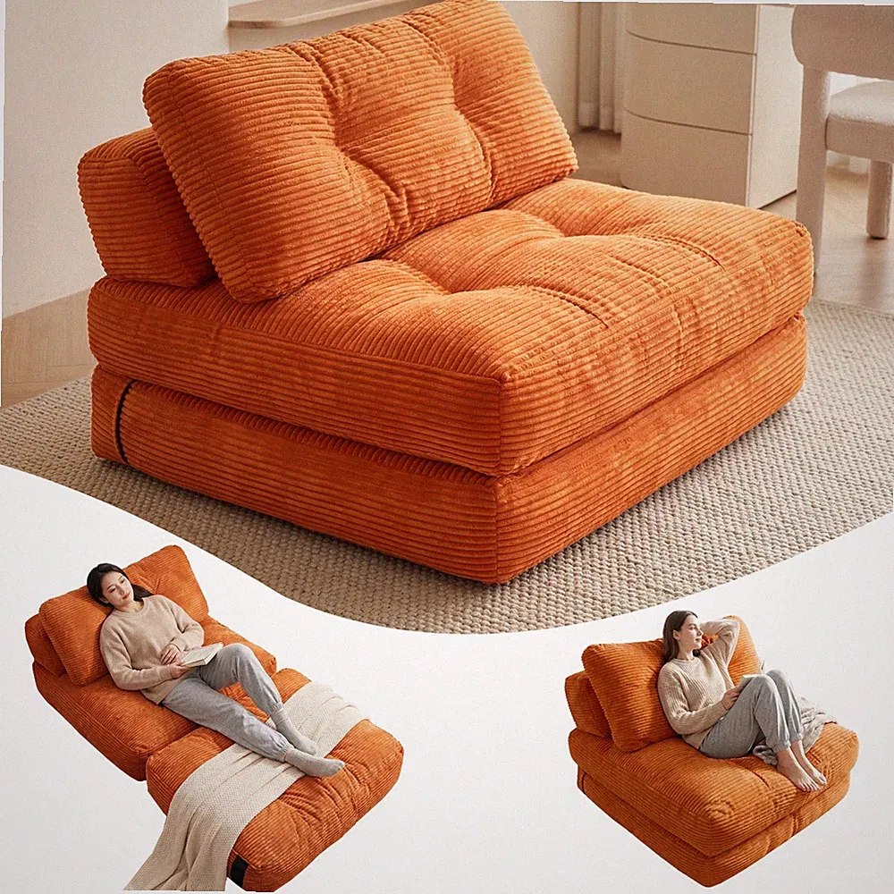 Convertibl Floor Sofa, 3-in-1 Folding Lazy Sofa Bed with Adjustable Backrest