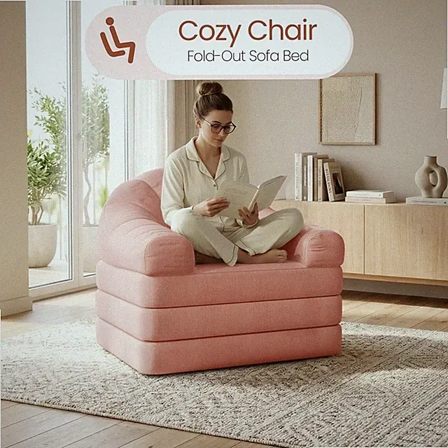 Convertible 2-in-1 Folding Sofa Bed Foldable Chair Bed for Living Room, Bedroom