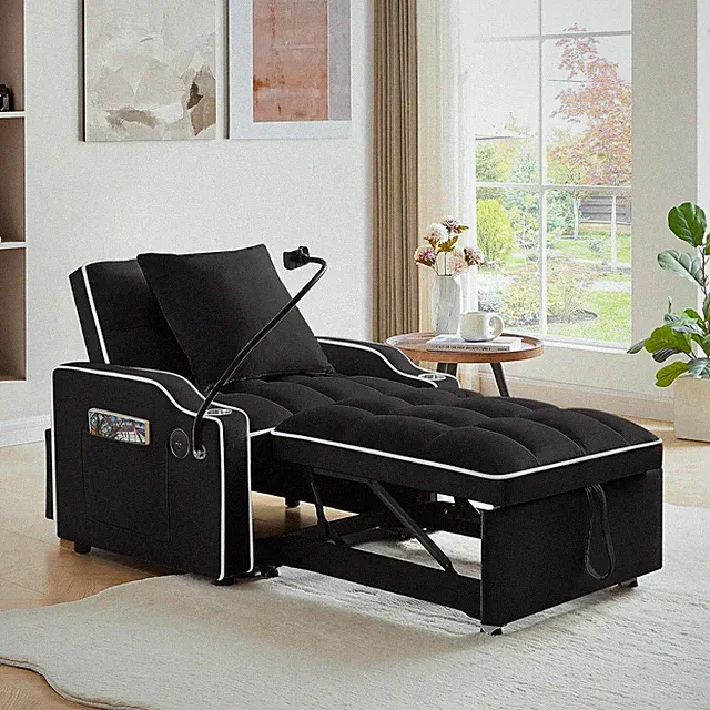 Convertible 3in1 Sleeper Sofa Chair Bed Adjustable Pullout ,Single Lounger Futon