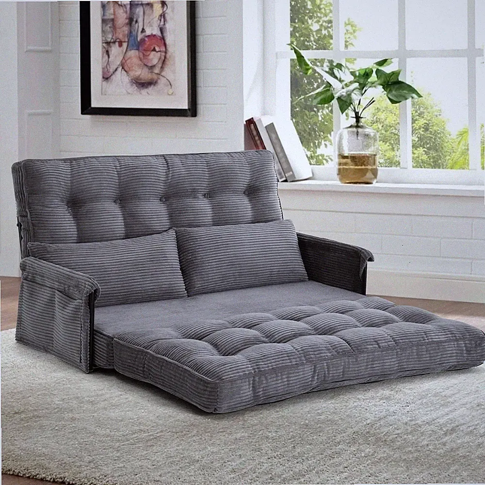 Convertible 5-Position Foldable Lazy Sofa Sleeper Bed with Armrest,Adjustable...
