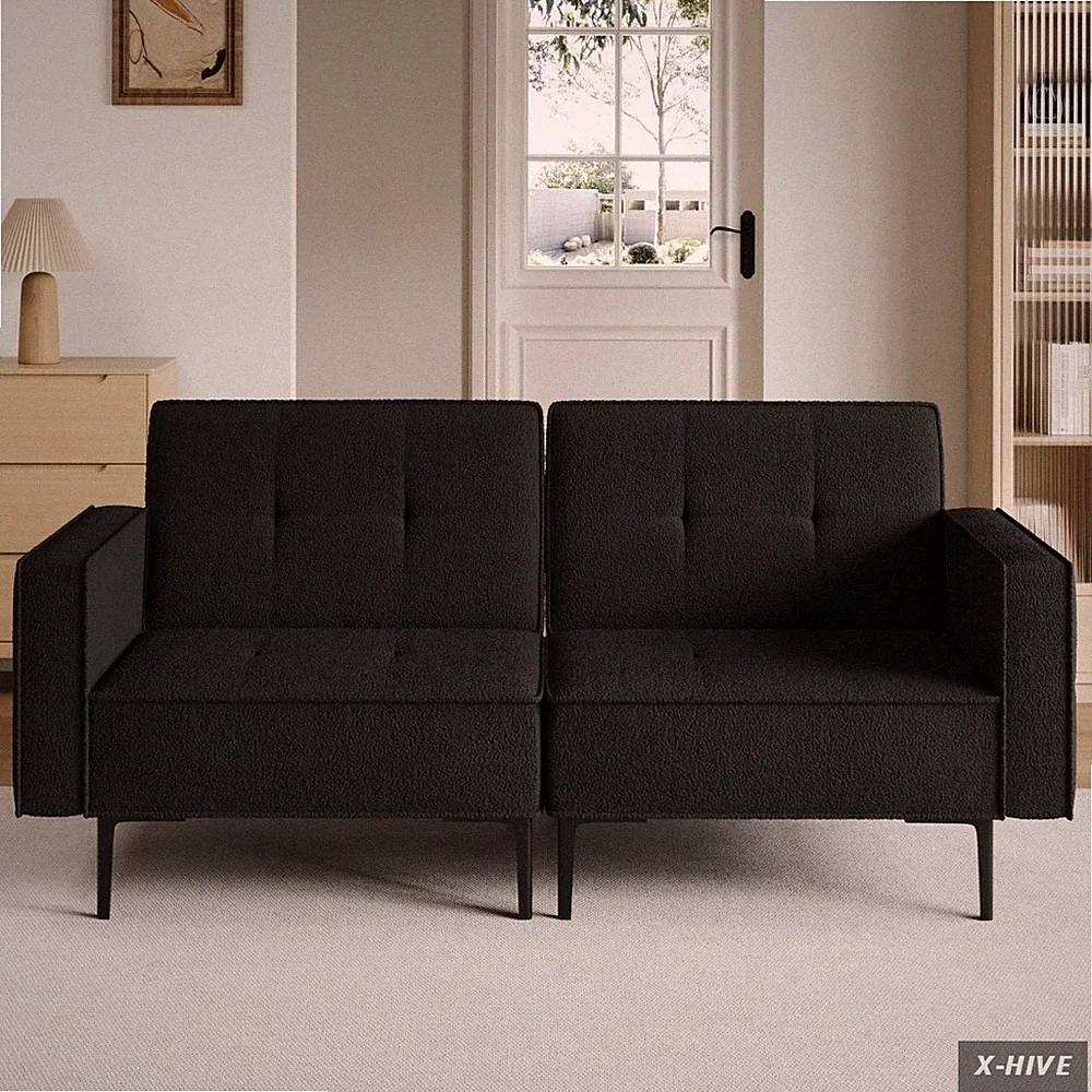 Convertible 68 W Loveseat Sofa Modern Love Seat Couches Living Room Upholstered