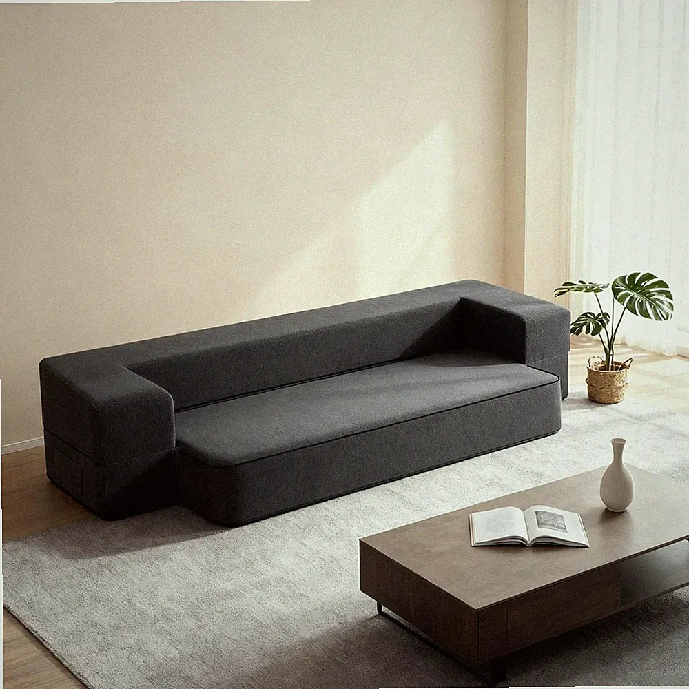 Convertible 8" Memory Foam Sofa Bed Couch for Living Room & Guest, Dark Grey