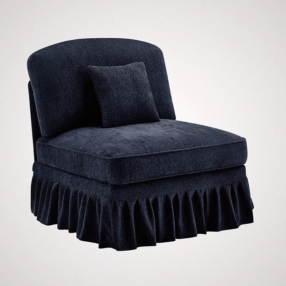 Convertible Blue Couch Chenille Fabric Single Sofa Bed Frameless Sofa Bed for