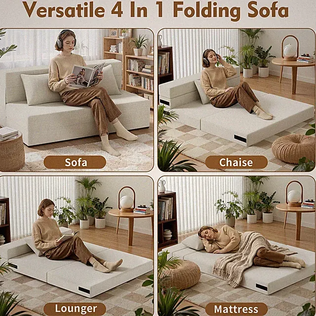 Convertible Boneless Folding Sofa Bed Floor Sofa Folding Couch No Assembly 60''