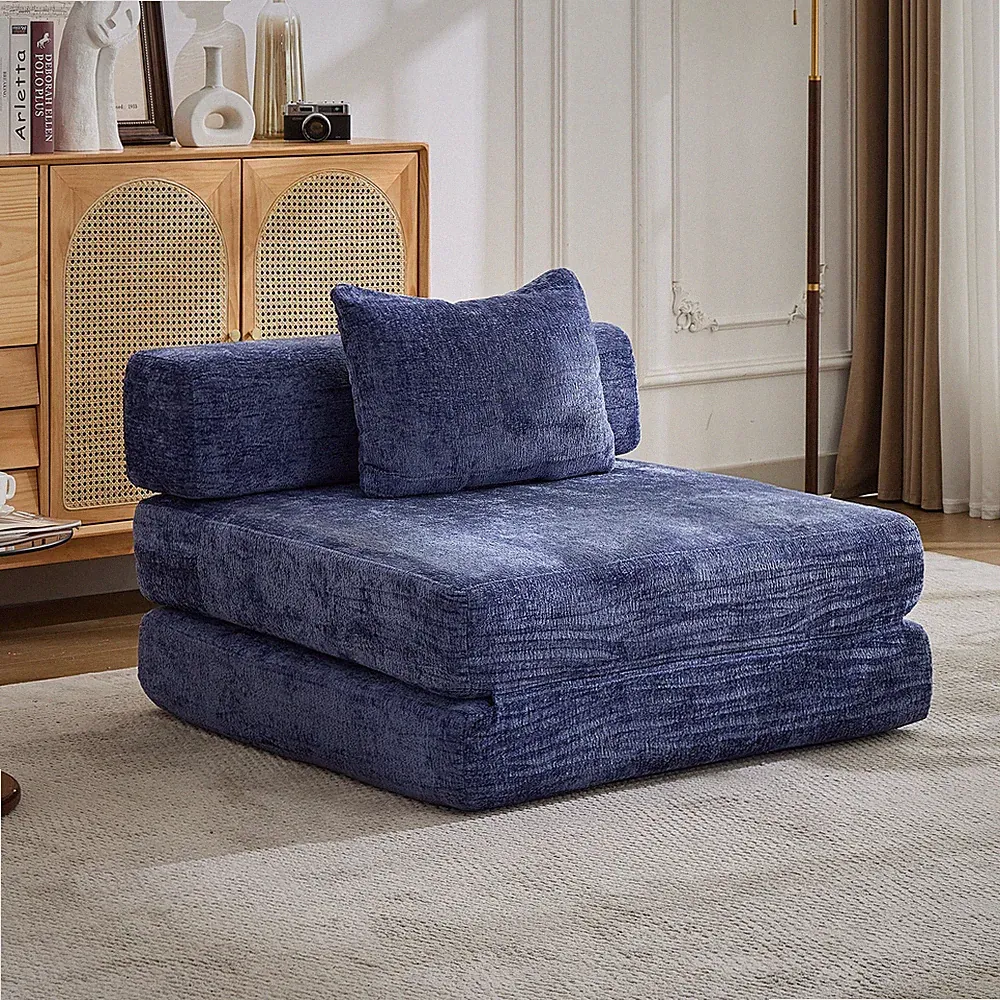 Convertible Compression Floor Sofa Bed, Single Seater Modular Sectional with Mem