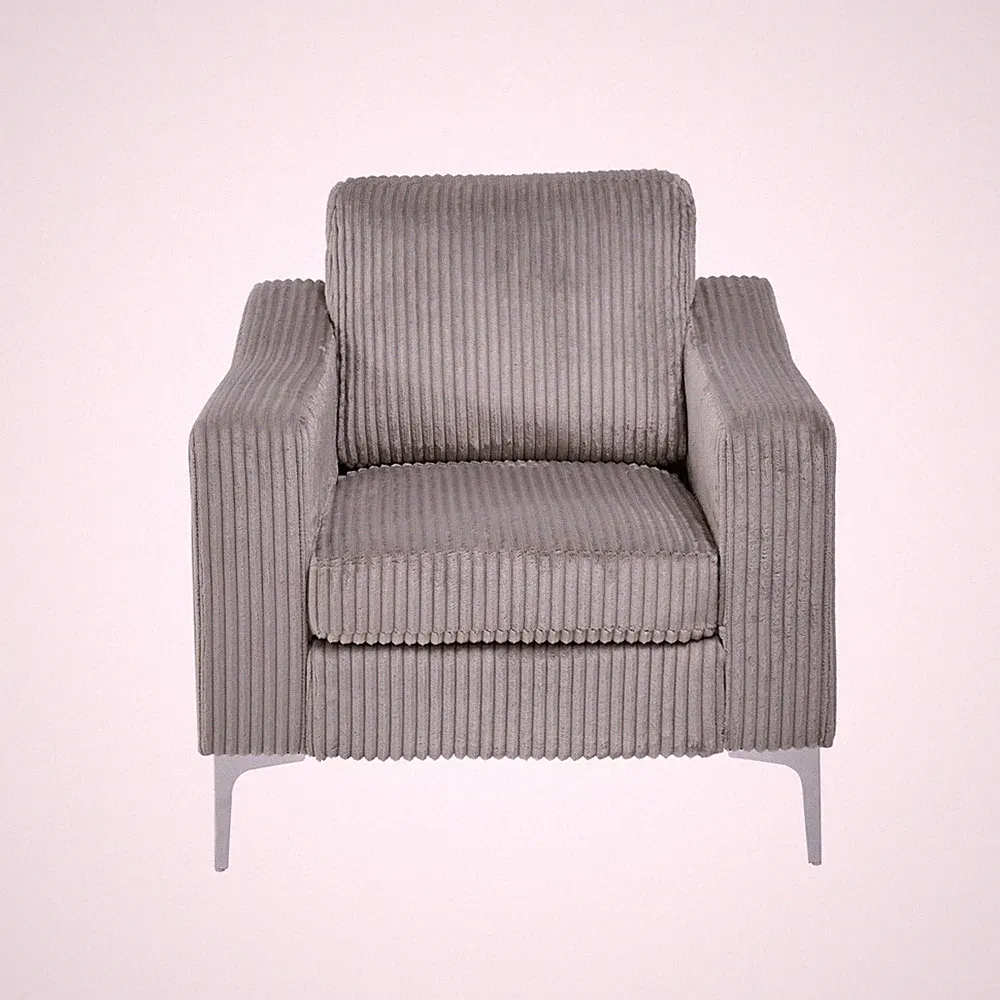 Convertible Corduroy Sofa Gray/Beige 1/2 Seat Sectional Armchair Lounge Couch