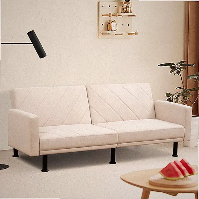 Convertible Couch Bed - Modern 2-Seater Loveseat for Small Spaces, Beige