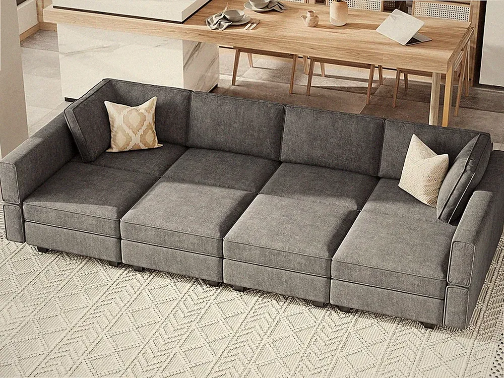 Convertible Dark Grey Modular Sectional Sleeper Sofa for Living Room