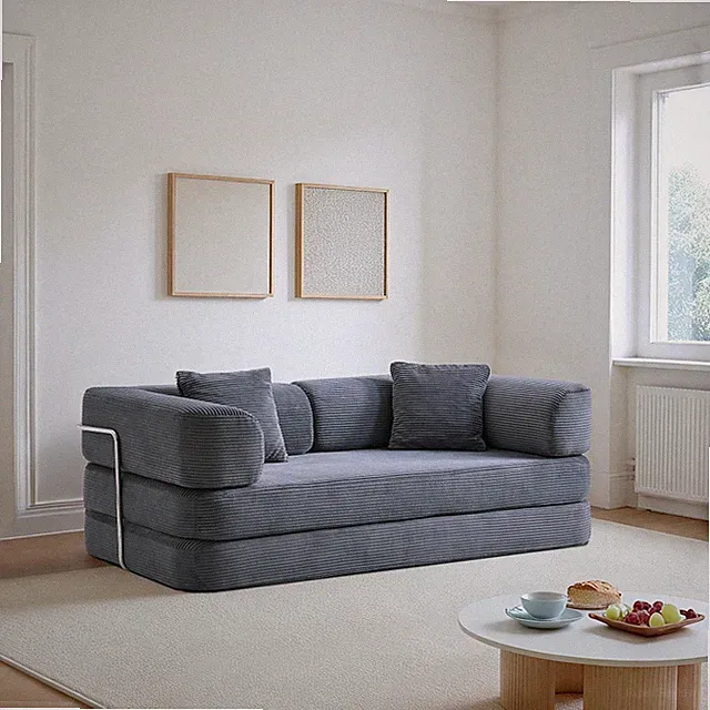 Convertible Floor Sofa Bed 5-in-1 Modular Sleeper w/ Corduroy & Blanket Pillow
