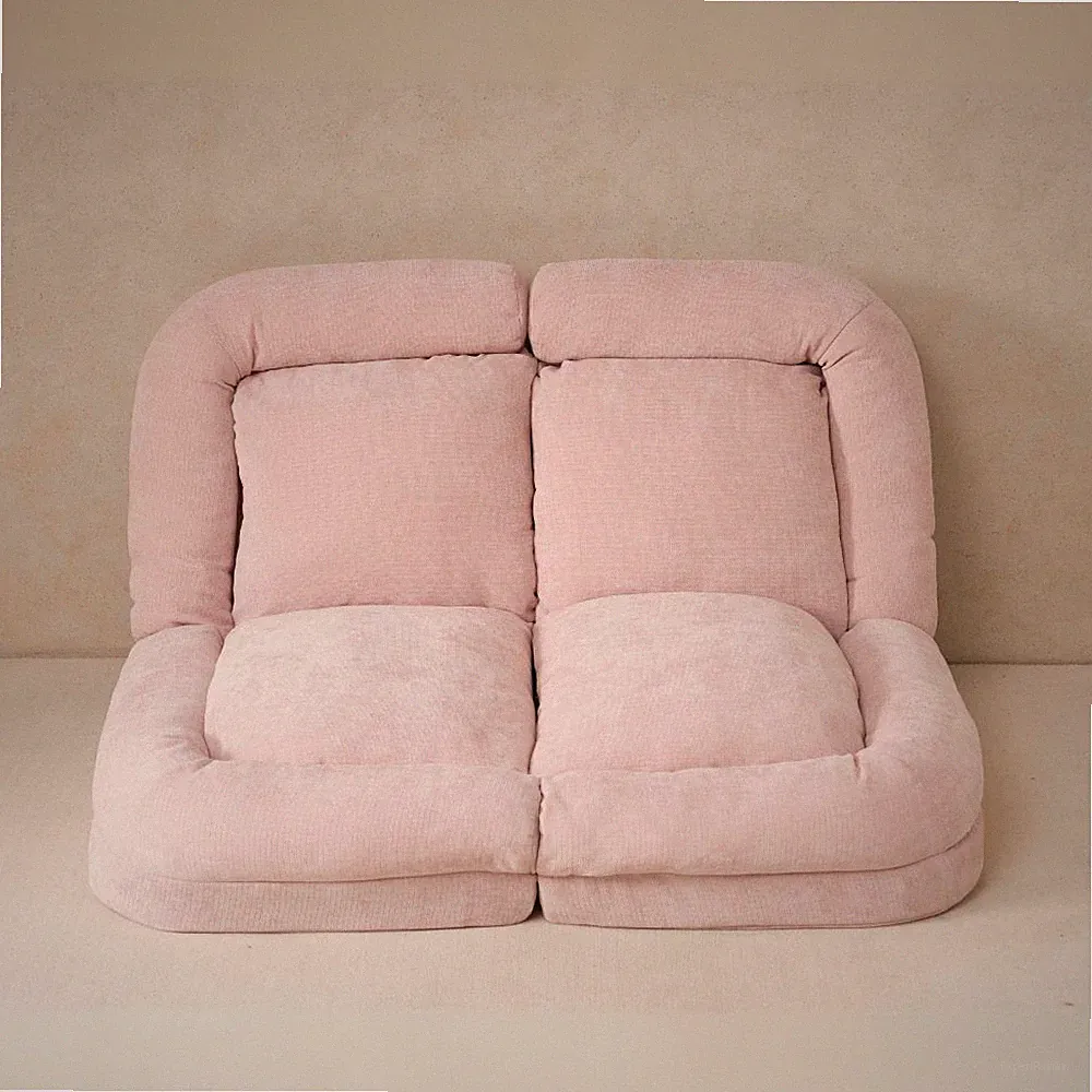 Convertible Fold Out Double Sofa Bed 18 Position Adjustable Metal Frame Cotton