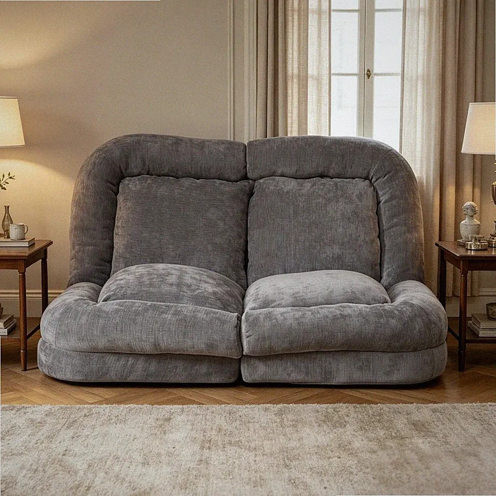 Convertible Fold Out Double Sofa Bed Space Saving Guest Bed Gray