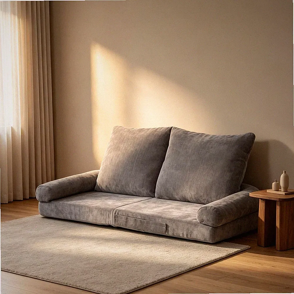 Convertible Fold-Out Single Sofa Bed, Adjustable 18 Positions, Gray