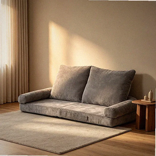 Convertible Fold-Out Single Sofa Bed, Adjustable, Gray, 63.78" L