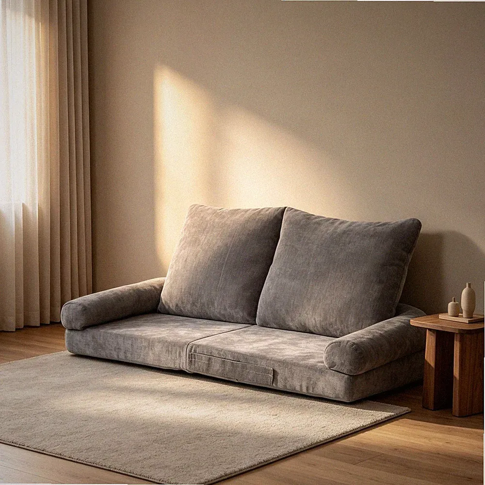 Convertible Fold-Out Single Sofa Bed, Gray, 18 Position Adjustable