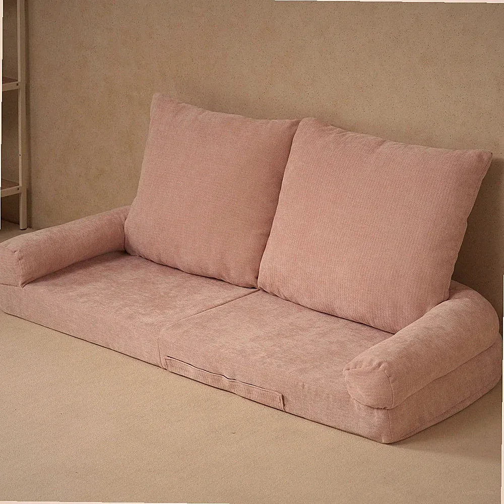 Convertible Fold-Out Single Sofa Bed, Pink, 18 Position Adjustable