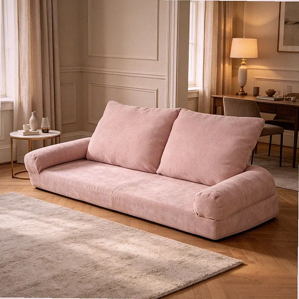 Convertible Fold-Out Single Sofa Bed, Pink, 18 Position Adjustable