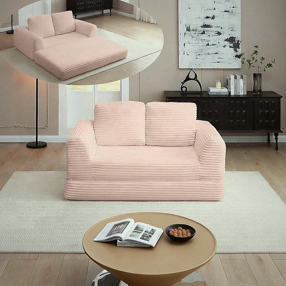 Convertible Foldable Boneless Love Seat Sofa Bed for Home & Apartments