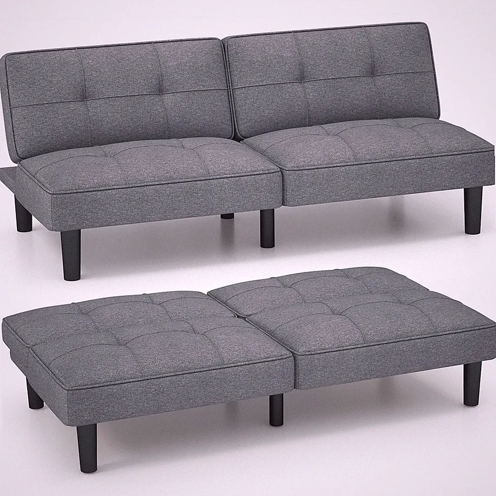 Convertible Folding Futon Sofa Bed with 6-Position Adjustable Backrest Cushion